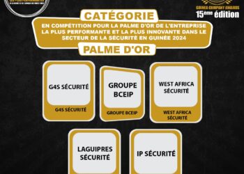 Palme d’Or du Meilleur Service de Sécurité en Guinée 2024: 15ème édition de GUINEA COMPANY AWARDS/ voting du grand public de la palme d’Or de l’entreprise la plus performante et la plus innovante dans le secteur de la sécurité en Guinée 2024.